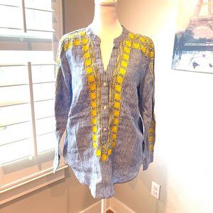 J. Crew Blue and Yellow Striped Tunic